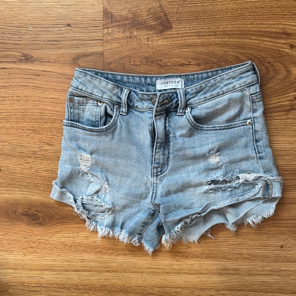 Just USA Blue Jean Shorts Distressed Cut-Off Style